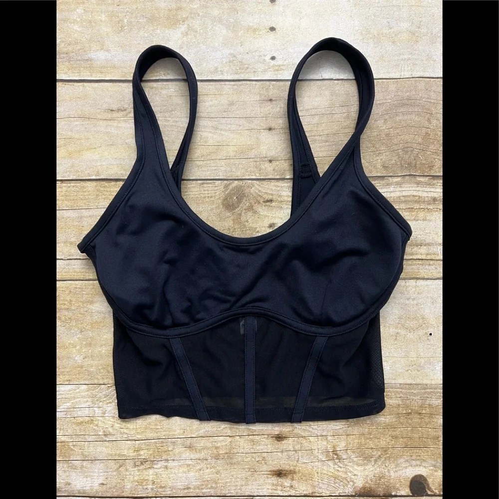 ALO Yoga Black Mesh Longline Sports Bra